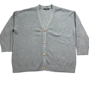 Light Gray V-Neck Button Cardigan Sweater